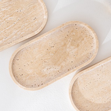 Luxury Marble and Travertine Bathroom Decor: Serving Trays, Vanity Accessories, and Jewellery Catcall Trays in a Nordic Style
