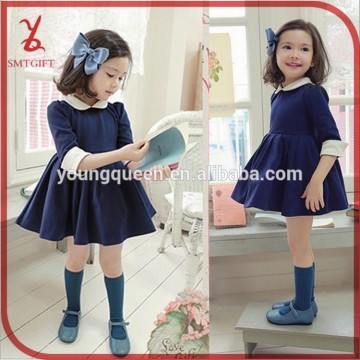 HLL34 Wholesale 2015 spring fashion girls lapel dress for kids