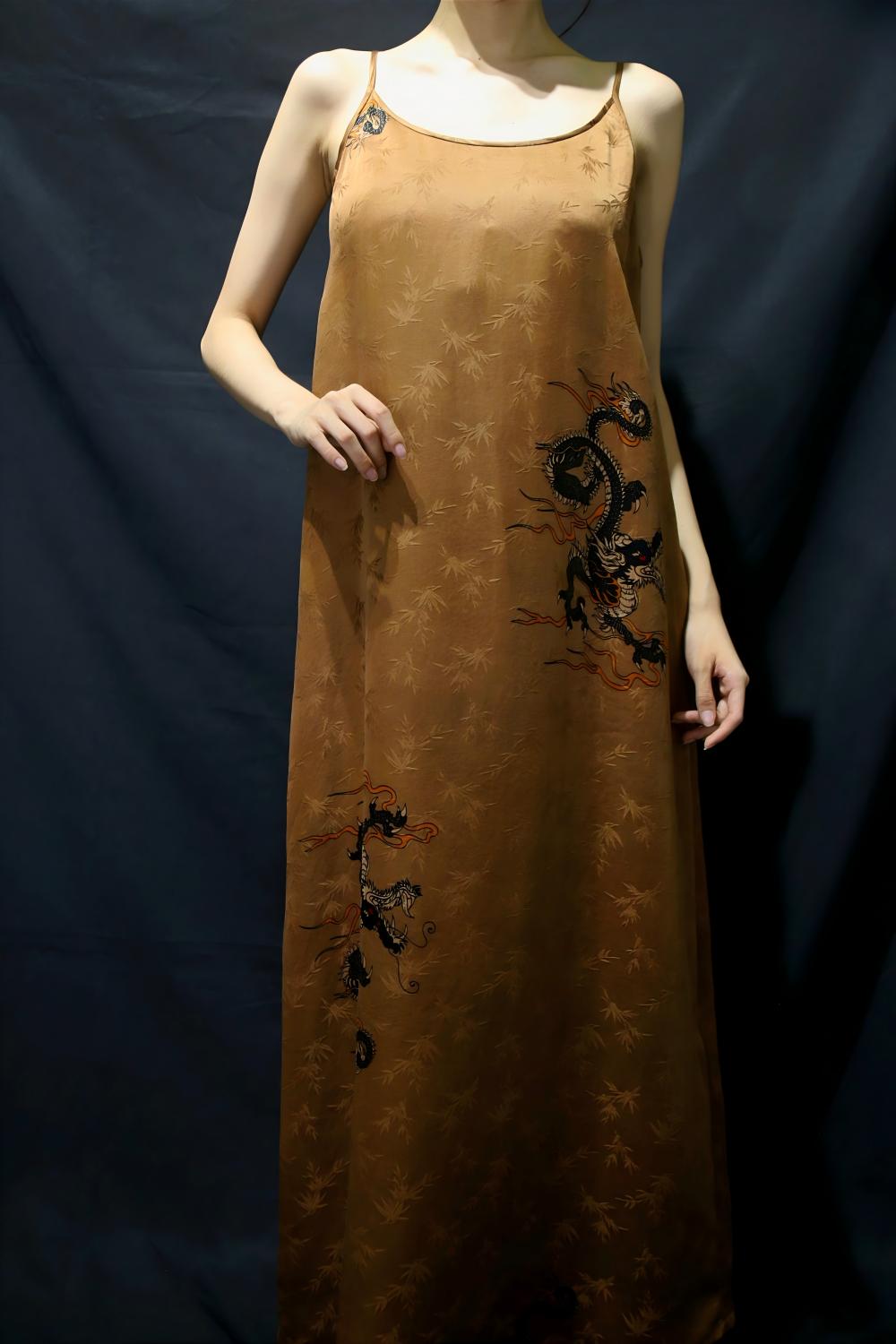 Vestido camisero largo amarillo de lujo - Seda Gambiered