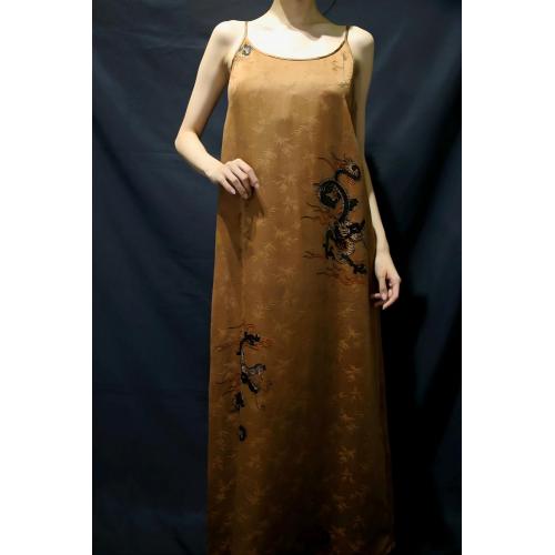 Vestido camisero largo amarillo de lujo - Seda Gambiered