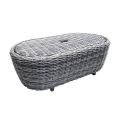 Patio Deep Seating Teak PE Wicker Outdoor Sofa