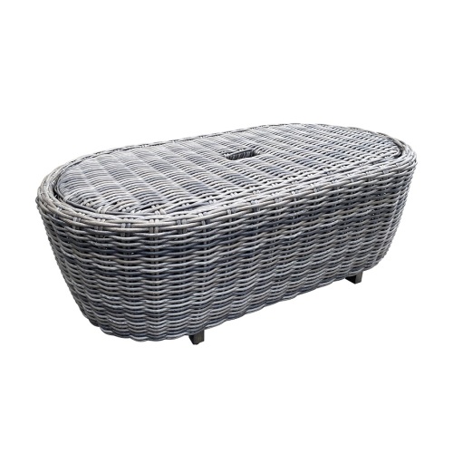 Patio Deep Seating Teak PE Wicker Outdoor Sofa