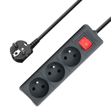 EU AC 250V 16A 3-Wege-Desktop-Stromstreifen mit Schalter