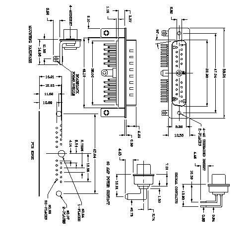 PDR21W1-MXXXXX01 POWER D-SUB 21W1 Right Angle PCB-MALE TYPE 