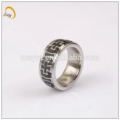 religious cross black epoxy stainless steel jewelry italian design ring