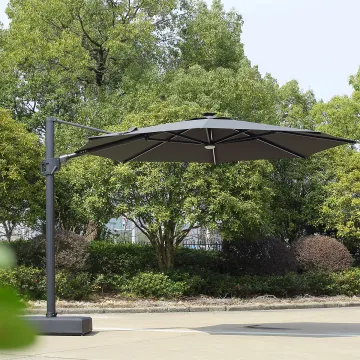 Large Commercial Outdoor LED Solar Custom Cantilever Patio Umbrella with Light