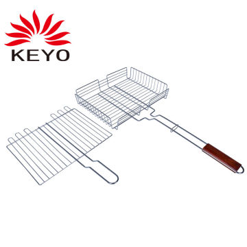 Portable Fish Vegetables Shrimp Grille Wire Mesh Rotisserie Stainless Steel Baking BBQ Grill Basket