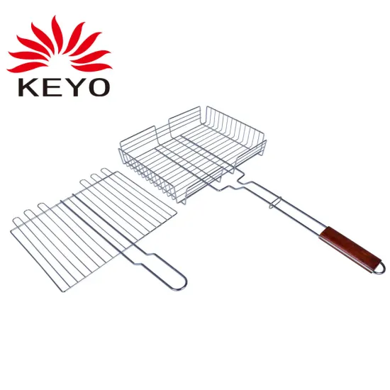 Portable Fish Vegetables Shrimp Grille Wire Mesh Rotisserie Stainless Steel Baking BBQ Grill Basket