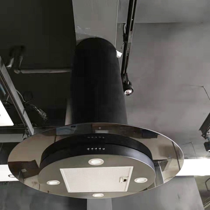 Kitchen Major Appliance Cooker Hood with Push Buttons +Tempered Glass Kitchen Vent ISLAND Range Hood Chimney Extractor