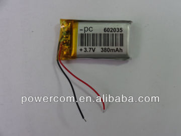 Li-Polymer high quality li po battery pack 602035PL