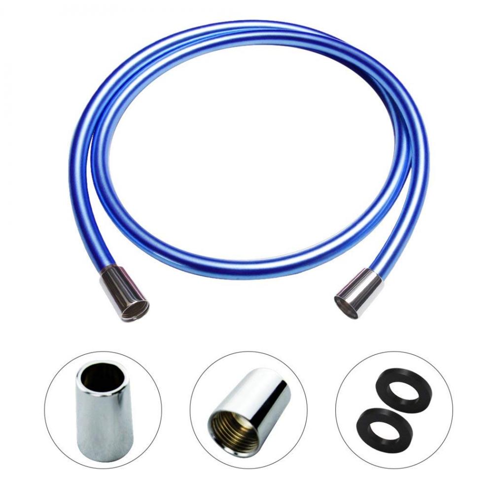 Blue Pvc Flexible Shower Hose With Nuts And Pad