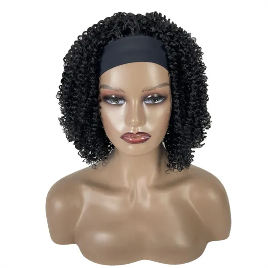 black curly hair synthetic headband wig For Black Women 12 inch afro kinky curly Scarf Wig