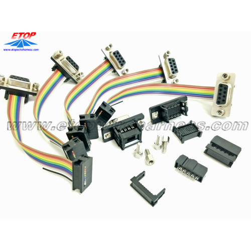 flat ribbon IDC cable assembly with strain relief