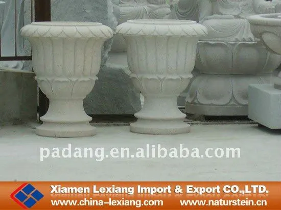 Hand-carved flower stone trough