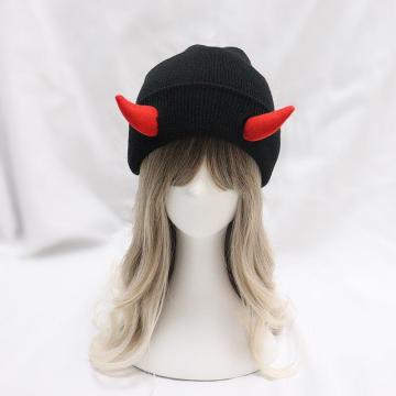 Devil Horn Beanie Knitted Hat - Fashion Halloween Party Cap for Men and Women