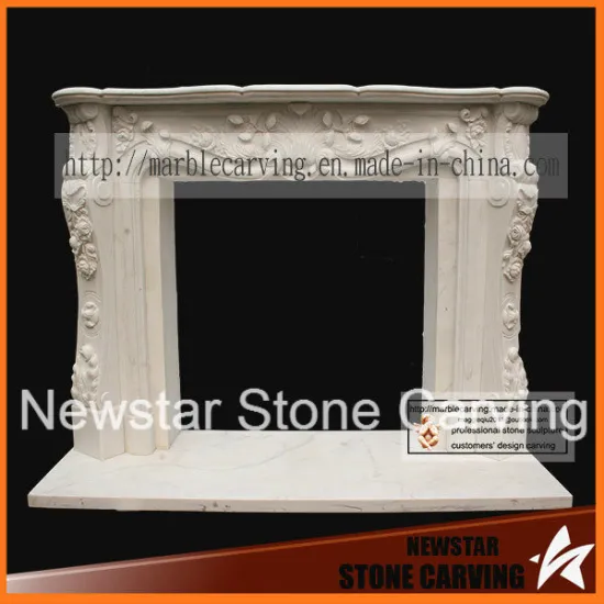 Simple Design Flower Stone Fireplace Surround Sculpture