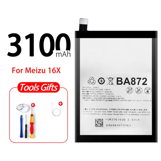 LEHEHE BA872 Battery 3100mAh - Replacement for Meizu 16X M1872 M872H M872Q (Includes Tools & Gifts)