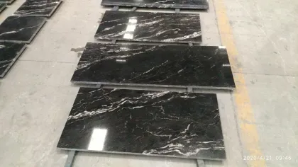 Luxury Modern Straight Stairs Customized Cosmic Black Granite