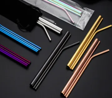 Exquisite Stainless Steel Straw Set Multi-color Optional
