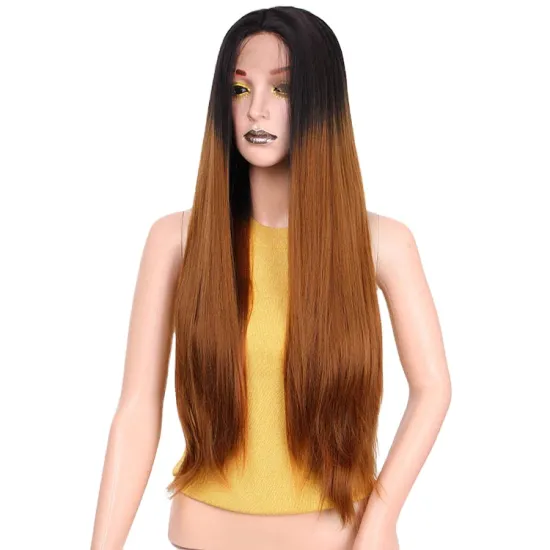 Dropshoppping Silky Straight Wig Lace Frontal Ombre Brown Dark Long Wig Natural Wave Front Lace Hair Wigs For Women