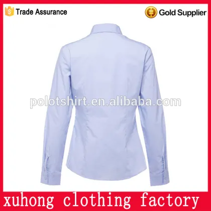 long sleeve blue lady shirt office uniform design