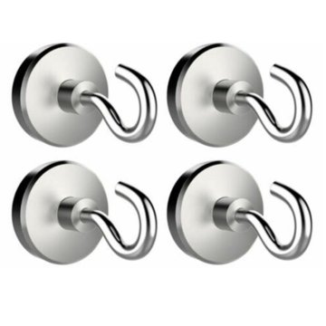 4pcs Strong Magnetic Hooks Heavy Duty Neodymium Surfaces Not Scratch Wall-mounted Hooks Magnet Useful Hanging Tool