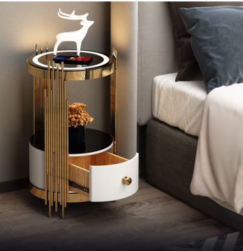 Lámpara de pie de dormitorio negro blanco moderno con mesa de café de carga inalámbrica