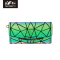 Geometric luminous wallet with handle PU leather