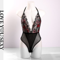 Lingerie sexy en dentelle noire haute hanche