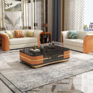 Contemporary Luxury Orange Unique TV Stand and Coffee Table Set