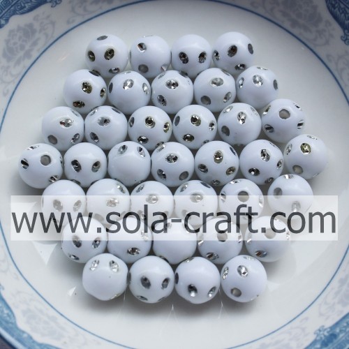 Fashion Style Small Size Acrylic Disco Dot Beads White Color 5MM