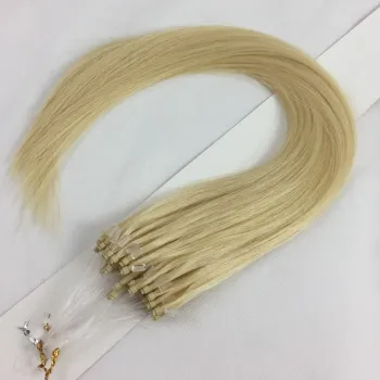 Double Drawn 100% cuticle remy russian 1g easy loop ring microlink remy human hair extension