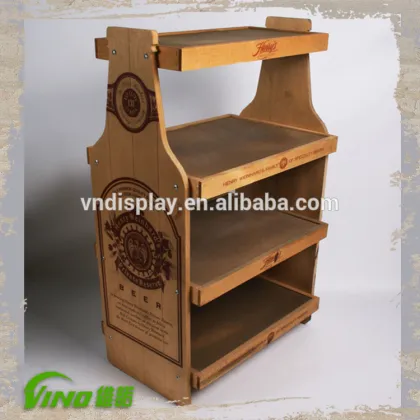 Drinks display, energy drinks display, wooden beverage rack