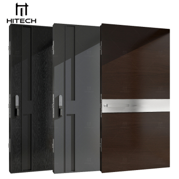 Hitech Modern Wooden Metal Doors with Glass for Home Security and Villa Entrance