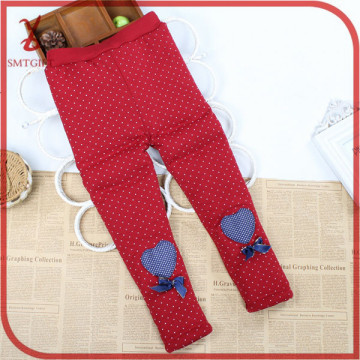 Free shipping YM16 winter kids girls love-shaped pattern dot thick 100% cotton leggings