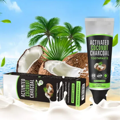 Private Label Fresh Mint Flavor Organic Coconut Charcoal Whitening Toothpaste