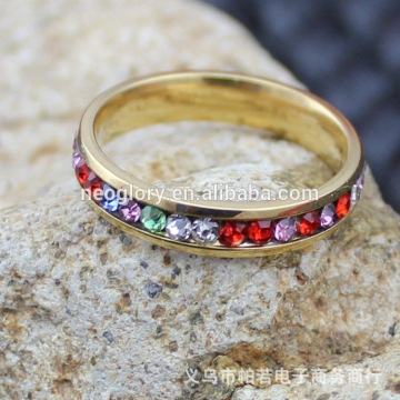 Fashion Simple 18K Multi Rhinestone Ring Stainless Steel For Women Gift Wholesale Hot Sale