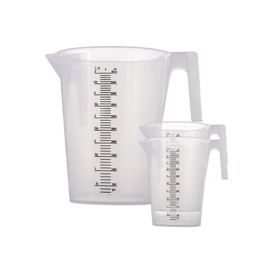 Plastic Measuring Cup Set: BPA-Free, Stackable, Transparent with Angled Grip and Spout - Shop Now!