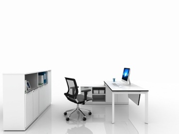 Wooden executive L-shaped office table design