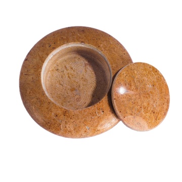 Wholesale Round Yellow Stone Marble Ashtray with Dust Cover - Ideal for Home, Hotel, and Office Décor
