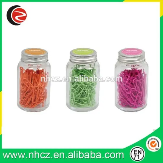 color 28MM paper clip in glass bottle