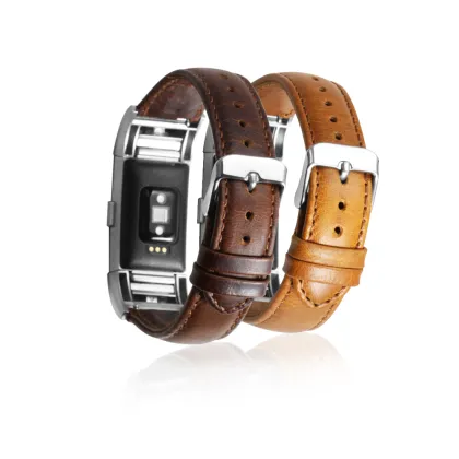 Brown Vintage Smartwatch Leather Replacement Watch band For Fitbit Charge 2 Band