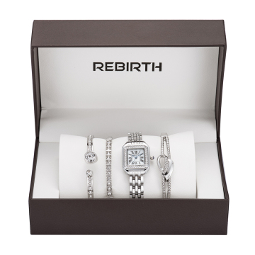 WJ-11042: New Fashion Simple Luxury Diamond Roman Dial Women's Mesh Strap Quartz Watch Set