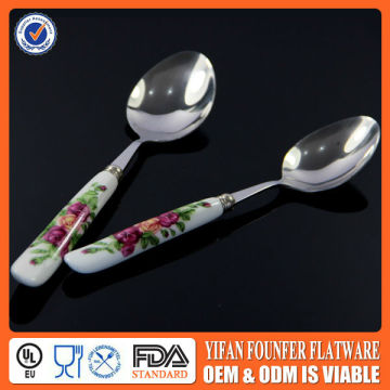 Ceramic handle stainless steel cutlery series with spoon and fork