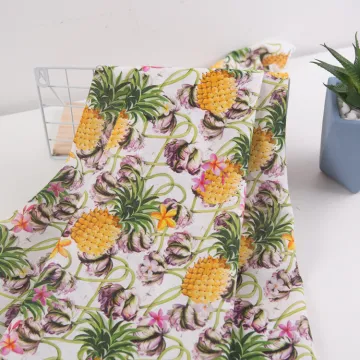 Korean Digital Printed Linen-Rayon Fabric for Dresses