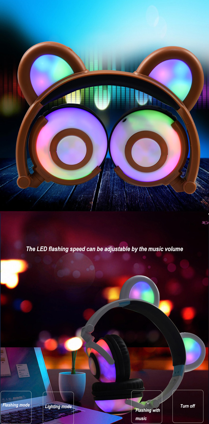 led flashing headphones 