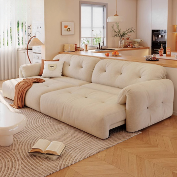 Modern Retractable Fabric Sofa Bed for Small Apartments