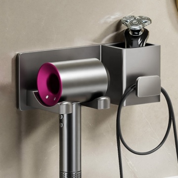 Square Bathroom Shelf Rack for Metal and Plastic Wall Mount Hair Dryer Storage Organizer - Compatible with Dyson for Home Living Room Storage