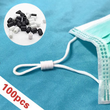 100PCS Flat Adjustment Buckle for Mask Elastic Cord Stopper Rope Lock Adjuster Mask Elastic Adjustment Buckle DIY Strap Cord End