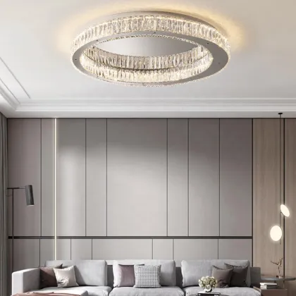 Modern Designer Super Thin Ceiling Lamp: Stainless Steel with Crystal
